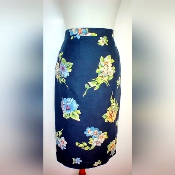 VINTAGE GEIGER FLORAL LINEN SKIRT - Picture 1 of 9